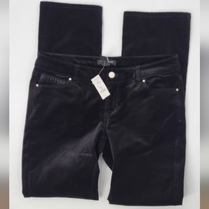 WHBM Noir Black Velvet Slim Leg Pants, Size 6R